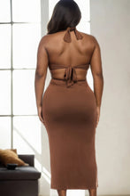 Load image into Gallery viewer, Plus Size Cabo Cut-out Midi Dress - Brown
