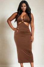 Load image into Gallery viewer, Plus Size Cabo Cut-out Midi Dress - Brown
