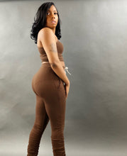 Load image into Gallery viewer, Plus Size I’ll Be Chillin Ruched Pants Set - Chocolate
